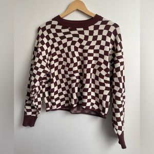 Twik Checkerboard Sweater (Brown/Beige, S)